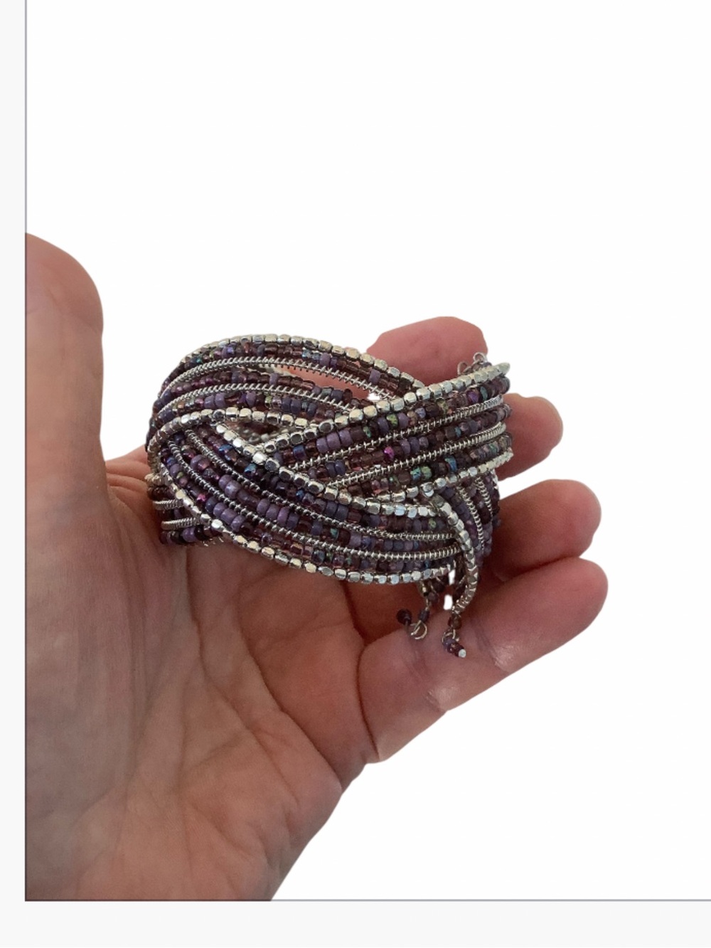 Flexible beaded multi strand bracelet